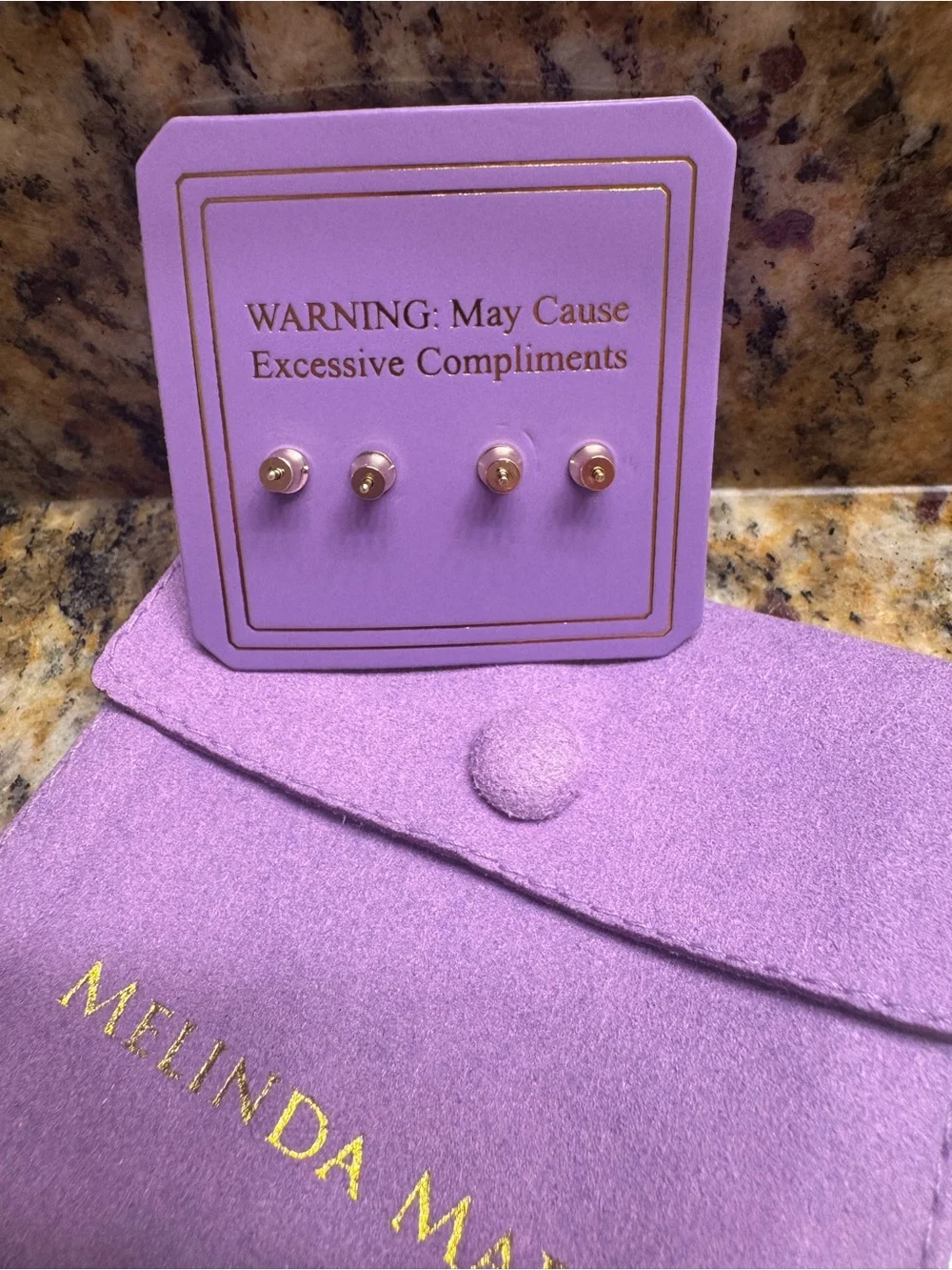 Melinda Maria Gold and White 'They're So Cute' Huggie Earring Set - Picture 6 of 6